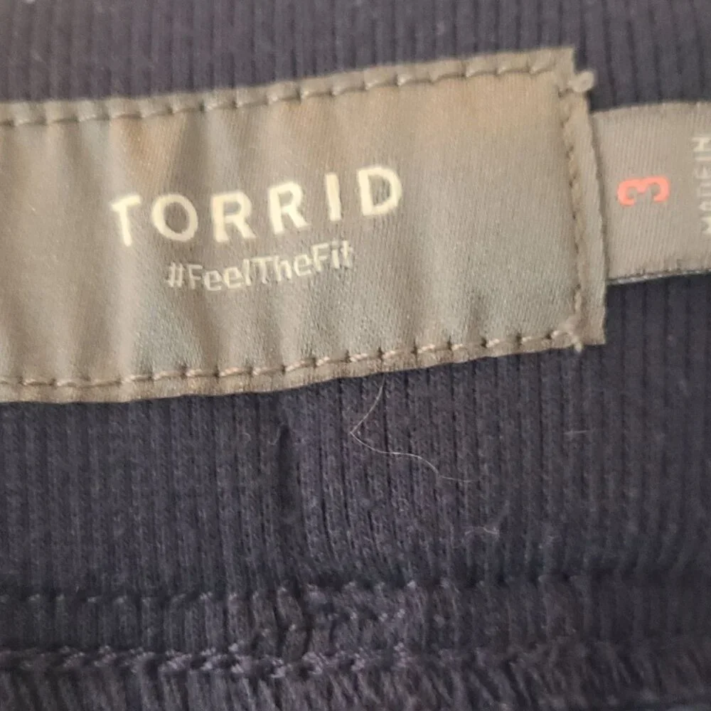 Torrid  Cropped Ankle Pants Elastic Wasitband Pull On Casual Navy Women Size 3X - Picture 7 of 7